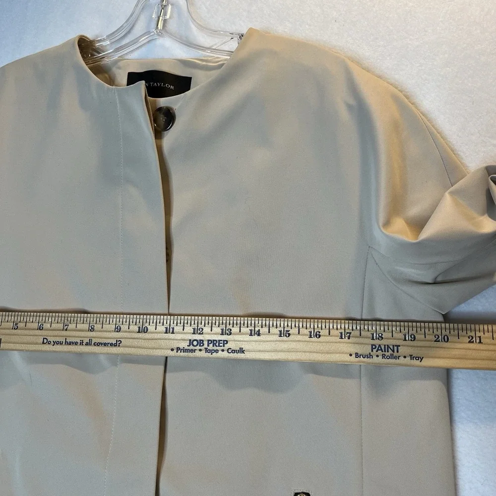 Ann Taylor Ivory Tan Women's Coat Long Dressy Jacket S Quiet‎ Luxury Old Money